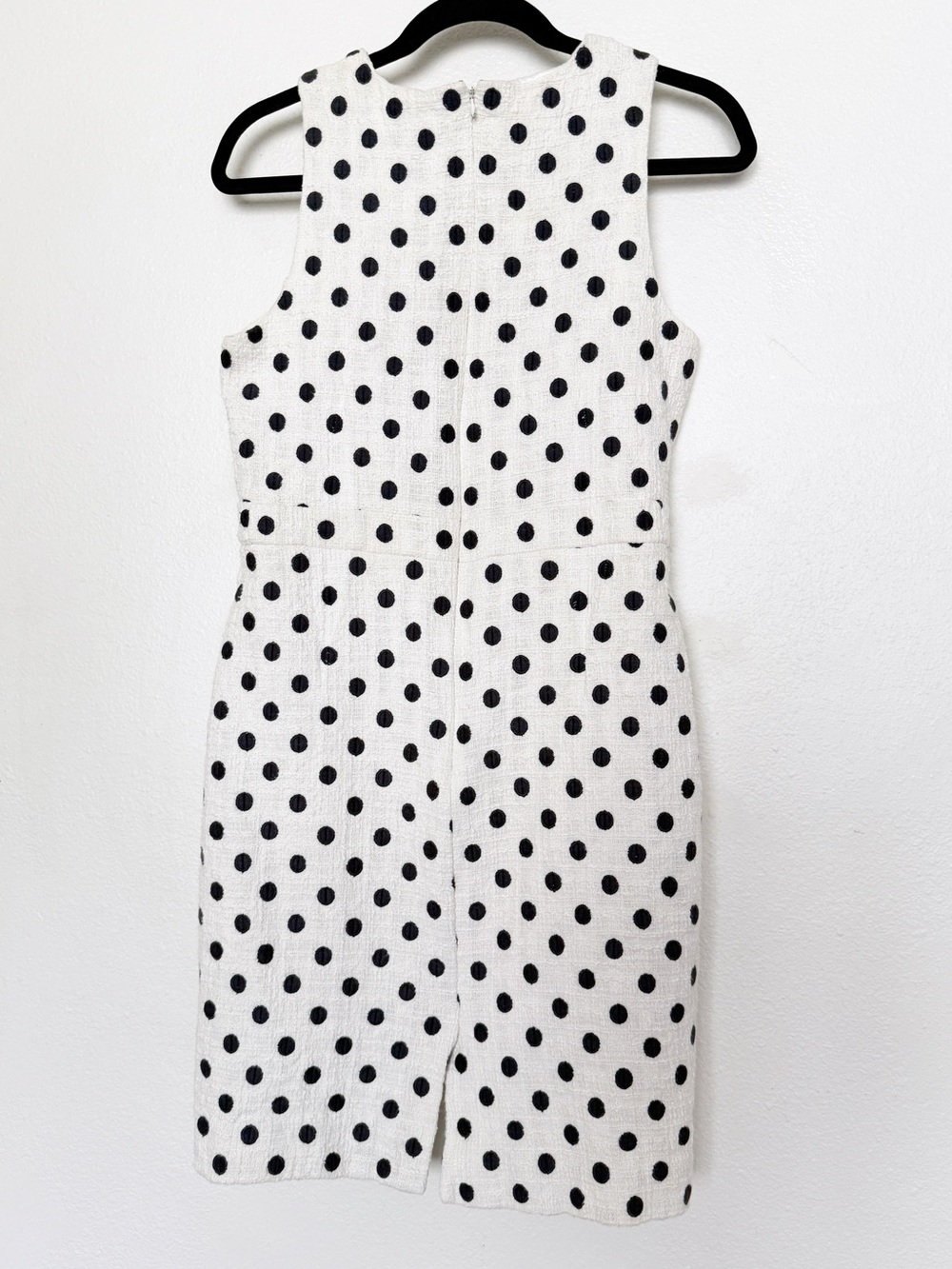 J.Crew White Black Polka Dot Textured Sheath Dress Size 6 - Picture 4 of 9